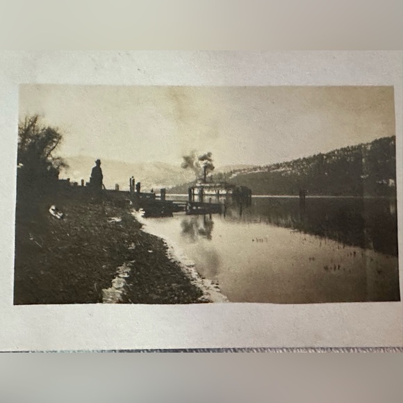 Vintage Steamship Going Up River in Silhouette Real Picture Postcard RPPC - Picture 1 of 5